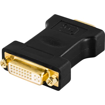 Deltaco VGA to DVI adapter. HD-15 Male - DVI-I Female, Black